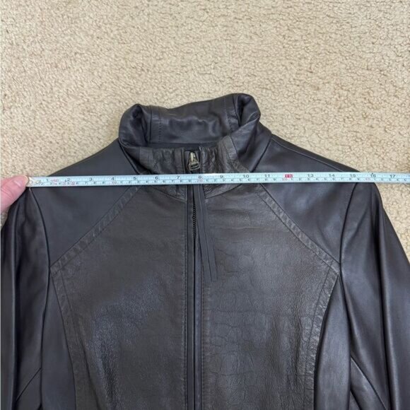 Via Spiga Genuine Leather Brown Jacket Women’s Sz XS - Picture 14 of 16